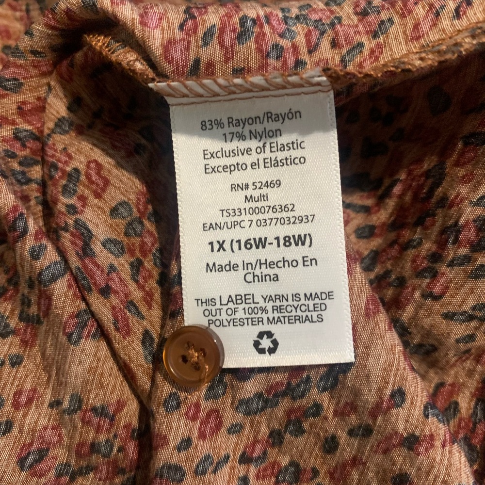 Terra & Sky Long Sleeve Rust Pleated DressTiered Babydoll Style SZ 1X 16-18 - Picture 7 of 14